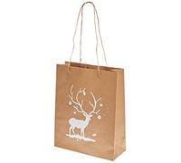 Mopec Kraft, min.6u. Bolsa 20x25cm Ciervo Blanco Asas y Purpurina, Pack de 6 Unidades, Cartón, Talla única, 6