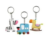 Mopec Llavero Infantil con Forma de Tren/Cebra/Caballo, Pack de 3 Unidades, Multicolor, 0.40x5.50x10.00 cm