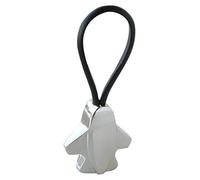 Mopec Llavero metálico con Forma de avión y Correa Negra, Pack de 10 Unidades, Metal, Plateado, 1.00x3.00x3.00 cm