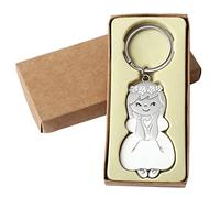 Mopec Llavero para Comunión Niña, Metal, Plateado, 0.4x2.7x5.7 cm, 2 Unidades