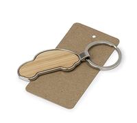 Mopec MW6 Pack de 5 llaveros Coche de Madera y Metal 6,4x2,4cm, Marrón, Normal