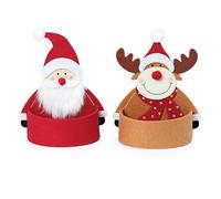 Mopec NA122 Pack de 2 cestas Fieltro Reno y Santa. 13x16x9cm, Multicolor
