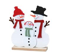 Mopec NA124 Figura Familia muñecos de Nieve con Base Madera. 14x18x4cm.