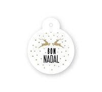 Mopec Pack de 24 tarjetas forma bola de navidad Renos Bon Nadal Ø4cm