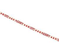 Mopec S802.10 Cinta algodón marfil print rojo Merry Christmas, 10 mm x 50 m, Textil, Talla única