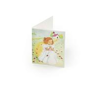 Mopec Tarjeta librito de Comunión una niña con un Rosario, Pack de 100 Unidades, Cartulina, Multicolor, 0.02x6.50x4.00 cm