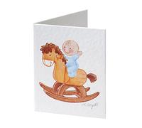 Mopec Tarjeta librito de Pit montado en un Caballo de Madera, Pack de 100 Unidades, Cartulina, Blanco, 0.02x6.50x4.00 cm