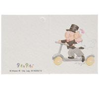 Mopec Tarjeta librito de Pit&Pita en Patinete, Pack de 100 Unidades, Cartulina, Blanco, 0.02x6.50x4.00 cm