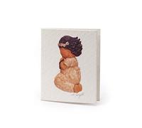 Mopec Tarjeta librito de Primera Comunión de niña arrodillada Rezando con Efecto Madera, Pack de 100 Unidades, Cartulina, Multicolor, 0.02x6.50x4.00 cm