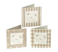Mopec Tarjeta librito de un Osito en Color Beige Surtido en 3 Estampados Diferentes, Pack de 102 Unidades, Cartulina, 0.02x4.00x8.00 cm