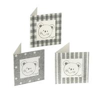 Mopec Tarjeta librito de un Osito en Color Gris Surtido en 3 Estampados Diferentes, Pack de 102 Unidades, Cartulina, 0.02x4.00x8.00 cm