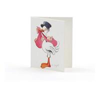 Mopec Tarjeta librito de una cigüeña llevando a gemelas, Pack de 100 Unidades, Cartulina, Multicolor, 0.02x6.50x4.00 cm