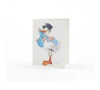 Mopec Tarjeta librito de una cigüeña llevando a Gemelos, Pack de 100 Unidades, Cartulina, Multicolor, 0.02x6.50x4.00 cm
