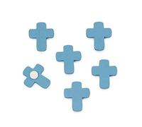 Mopec W61.03 Pack de 12 Cruces, Azules de Madera con Adhesivo, 1,9x2,2x0,4cm