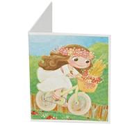 Mopec X0912.2 Tarjeta librito Comunión niña en bici, 100 unidades, Cartulina, Multicolor, 6.5 x 4 cm