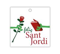 Mopec X116 Pack de 35 tarjetitas para Sant Jordi con el Libro y la Rosa, 3,9 cm.