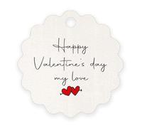 Mopec X117.3 Pack 28 Tarjetas Flor 4cm. Mensaje Happy St. Valentine's Day, my Love