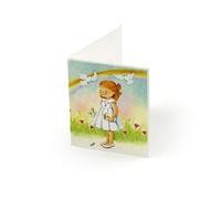 Mopec X313.2 - Tarjeta librito de Comunión una niña con un Arco Iris, Pack de 100 Unidades