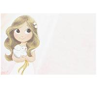 Mopec Estampa de Primera Comunión de niña sujetando una Paloma, Pack de 25 Unidades, Cartulina, Multicolor, 0.02x8.00x12.50 cm