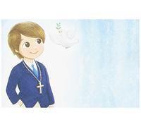 Mopec Estampa de Primera Comunión de niño con Americana Azul, Pack de 25 Unidades, Cartulina, Multicolor, 0.02x8.00x12.50 cm