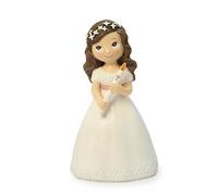 Mopec Y102 Figura Pastel Comunión Vestido Blanco niña con cirio 13 cm.