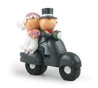Mopec Figura de Pastel Pareja de Novios Pit & Pita en Moto, Negro, 17x19x7
