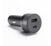 mophie Cargador de coche Dual USB-C + USB-A de 42 W, compatibilidad AUX universal, indicador LED, carga rápida, multidispositivo