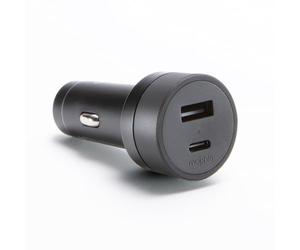 mophie Cargador de coche Dual USB-C + USB-A de 42 W, compatibilidad AUX universal, indicador LED, carga rápida, multidispositivo