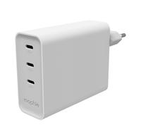 Cargador y cable de alimentación para PC Mophie GaN de triple puerto USB-C 140W Blanco