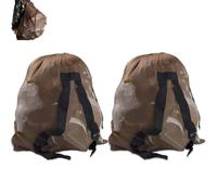 MOPHOEXII Bolsas de caza de malla para señuelos de pato para mochila de caza de ganso, pavo, aves acuáticas, bolsa de señuelos verde militar con 2 correas de hombro (marrón amarillento, 2 paquetes)