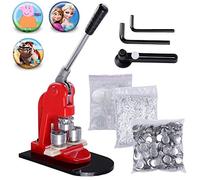 Mophorn Máquina para Fabricar Botones 44 mm 1000 Piezas - Máquina de Insignias y Pines Con Base Resistente 16 x 29 cm y Mango 30 cm - Para Hacer Chapas y Botones de Alfiler Personalizados