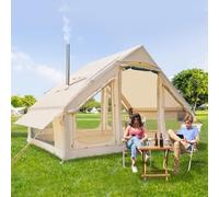 MOPHOTO Tienda de campaña inflable para 4 personas, impermeable, Oxford caliente con bomba manual, espaciosa, fácil de montar, tienda de aire inflable para camping familiar