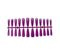 mophrati 1 Juego de prensa de punta francesa en las uñas, diseño ataúd en forma T, punta brillante Artificial, colores sólidos, calcomanías arte estilo bailarina DIY , púrpura brillante