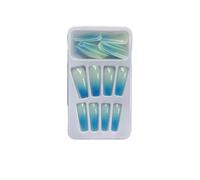 mophrati 1 Juego de prensa de punta francesa en las uñas, uñas artificiales degradadas, calcomanías moda, envolturas, Kit manicura salón cobertura completa , tipo 15, gelatina 24 piezas , Pegamento 2g