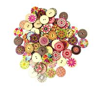 mophrati 100 Uds. Botones de Para madera mixtos, agujeros, forma de cuenco, estampado Floral, estilo Vintage, botón para álbum de recortes para coser