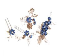 mophrati 4 piezas de peinetas de flores para boda, adornos para el pelo, tocado elegante para mujer, tocado nupcial, accesorio de joyería, Gema azul