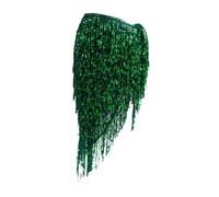 mophrati Accesorio de salón de rumba moda, cinturón ajustable con borlas lentejuelas para mujer, baile, cinturón con borlas lentejuelas, bufanda para baile latino, Verde, 140cm