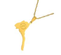mophrati Adecuado para todas las edades Collar con colgante de mapa de Eritrea para una apariencia elegante Collar único acero inoxidable Collares pendientes, Oro