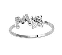 mophrati Anillo abierto de cobre con letras mayúsculas, anillos seguros reutilizables para mujeres, joyería de viaje para interiores y exteriores, regalos para festivales cumpleaños, Letra M