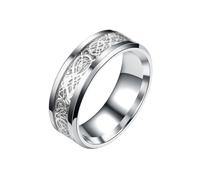 mophrati Anillo de hombre de acero inoxidable decorativo para adultos, joyería mano, decoración ropa para festivales y vacaciones, artesanía reutilizable, Plata, Talla 6