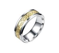 mophrati Anillo de hombre de acero inoxidable decorativo para adultos, joyería mano, decoración ropa para festivales y vacaciones, artesanía reutilizable, Oro, Talla 6