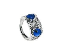 mophrati Anillo de ojo de búho retro galvanizado con brillo metálico Anillo búho aleación ojo Búhos Estilo gama Línea suave dentro o fuera servicio, Azul oscuro