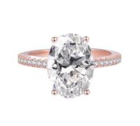 mophrati Anillos de moda para mujer - Declaración en un día especial Anillos de boda Anillo compromiso para mujer Anillo moissanita, oro rosa, Número 7.1