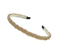 mophrati Aro de pelo con cuentas de ala ancha hecho a mano de estilo coreano para mujer, herramienta sencilla, diadema ajustable a juego para adolescentes, champán