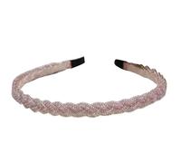 mophrati Aro de pelo con cuentas de ala ancha hecho a mano de estilo coreano para mujer, herramienta sencilla, diadema ajustable a juego para adolescentes, Rosa claro