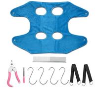 mophrati Aseo Doble capa Hamaca Ayudante Ganchos Correas colgantes Clip de uñas Recorte Bolsa de sujeción Accesorio tienda belleza, Azul, L