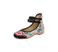 mophrati Bailarinas Bordadas clásicas, Bailarinas de Lino duraderas y versátiles para Mujer, Zapatos de tacón, nuevos Zapatos Bordados para Mujer, Negro, Treinta y Seis