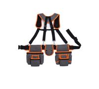 mophrati Bolsa de herramientas resistente con múltiples bolsillos, resistente al desgarro y correa ajustable, adecuada para hombres, bolsa de herramientas polietileno, Gris+Naranja