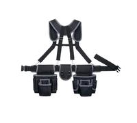 mophrati Bolsa de herramientas resistente con múltiples bolsillos, resistente al desgarro y correa ajustable, adecuada para hombres, bolsa de herramientas polietileno, negro + gris
