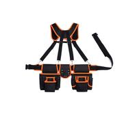 mophrati Bolsa de herramientas resistente con múltiples bolsillos, resistente al desgarro y correa ajustable, adecuada para hombres, bolsa de herramientas polietileno, negro + naranja